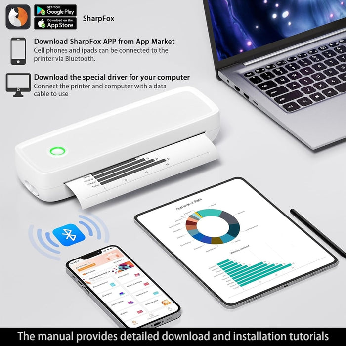 GoPrint - Draadloze Draagbare Thermische Printer | Compatibel met Android, iOS en Laptops Finn Brands