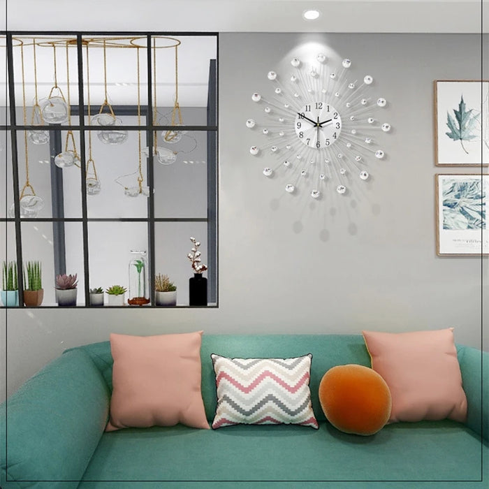 Diamantuurwerk Gypsophila | Muurklok | Luxe Uitstraling | Stijlvolle Decoratie