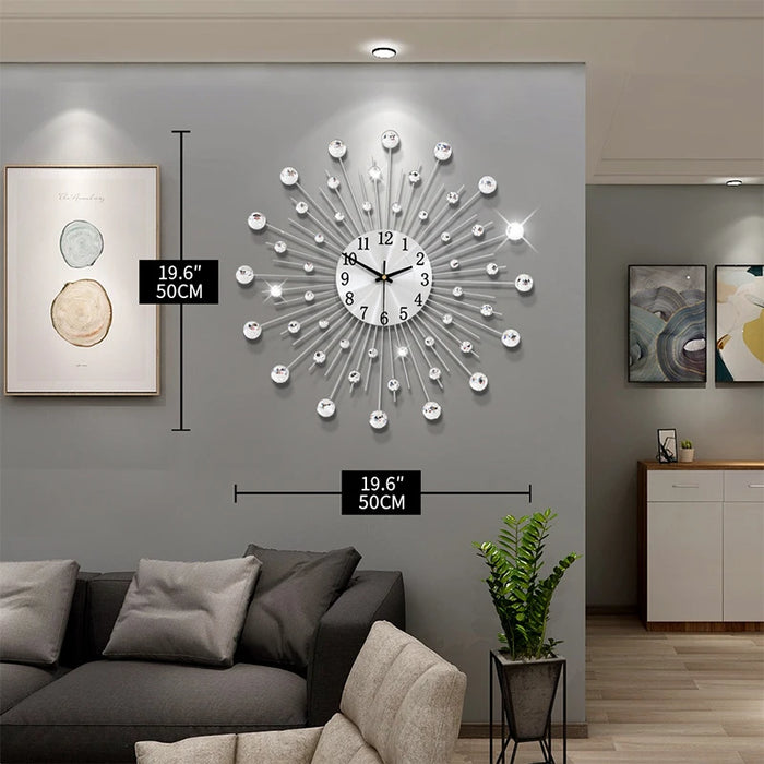 Diamantuurwerk Gypsophila | Muurklok | Luxe Uitstraling | Stijlvolle Decoratie