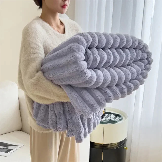 LUXE COMFORT | Herfstdekentje van Imitatie Konijnenvacht | Fleece Bank Dekens