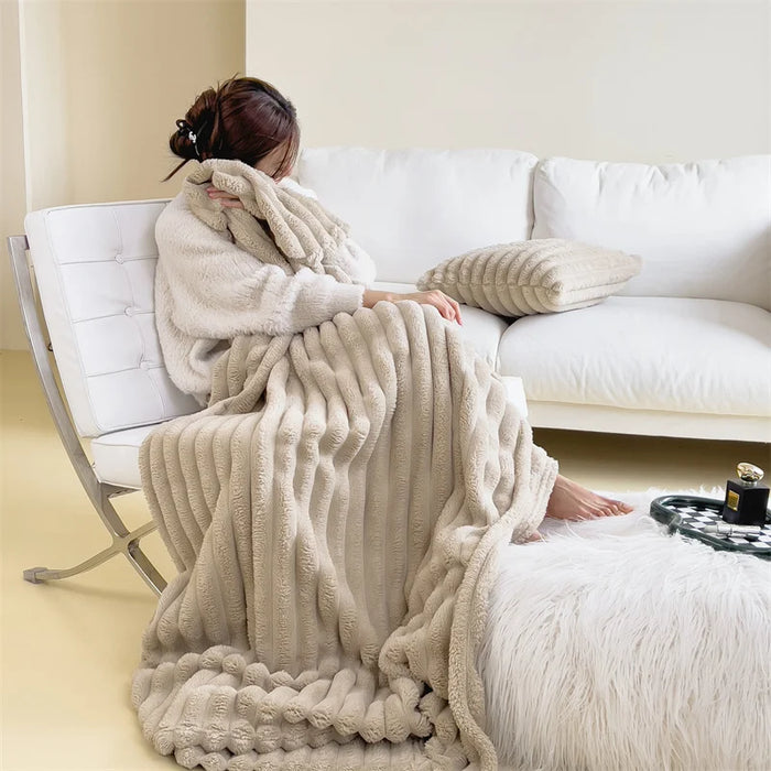 LUXE COMFORT | Herfstdekentje van Imitatie Konijnenvacht | Fleece Bank Dekens