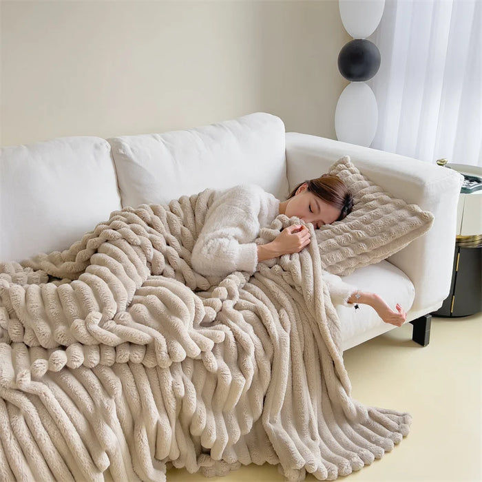 LUXE COMFORT | Herfstdekentje van Imitatie Konijnenvacht | Fleece Bank Dekens