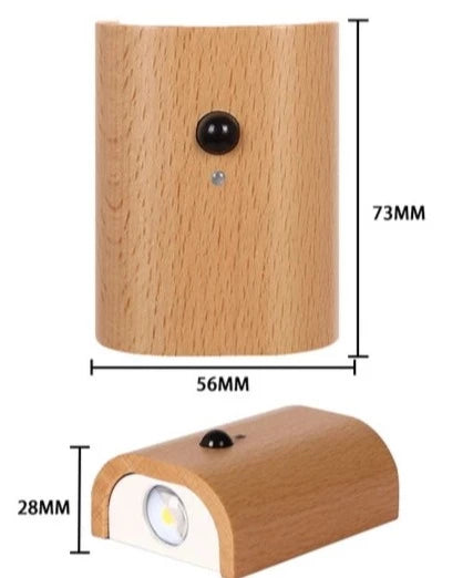 LightFountain | Houten Draadloze USB Oplaadbare Wandlamp met Bewegingssensor | Sfeervolle Verlichting
