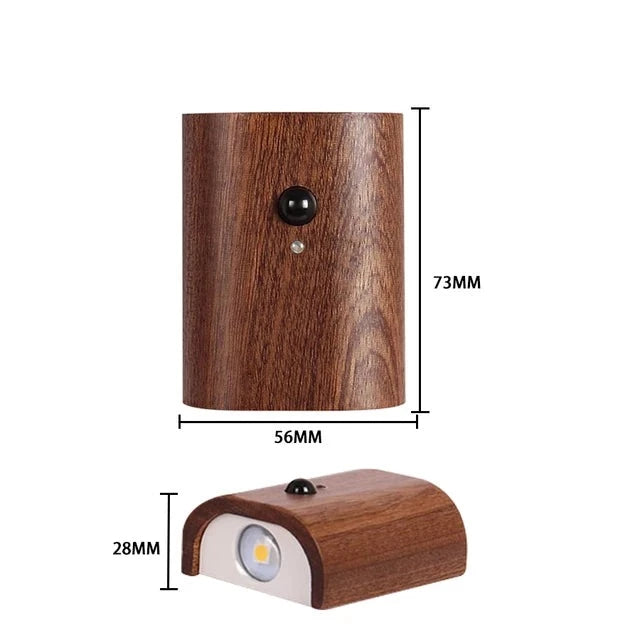 LightFountain | Houten Draadloze USB Oplaadbare Wandlamp met Bewegingssensor | Sfeervolle Verlichting