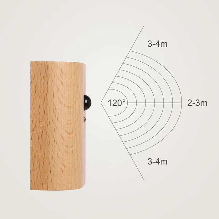LightFountain | Houten Draadloze USB Oplaadbare Wandlamp met Bewegingssensor | Sfeervolle Verlichting