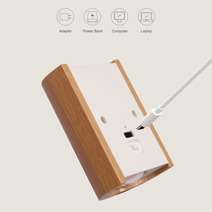 LightFountain | Houten Draadloze USB Oplaadbare Wandlamp met Bewegingssensor | Sfeervolle Verlichting