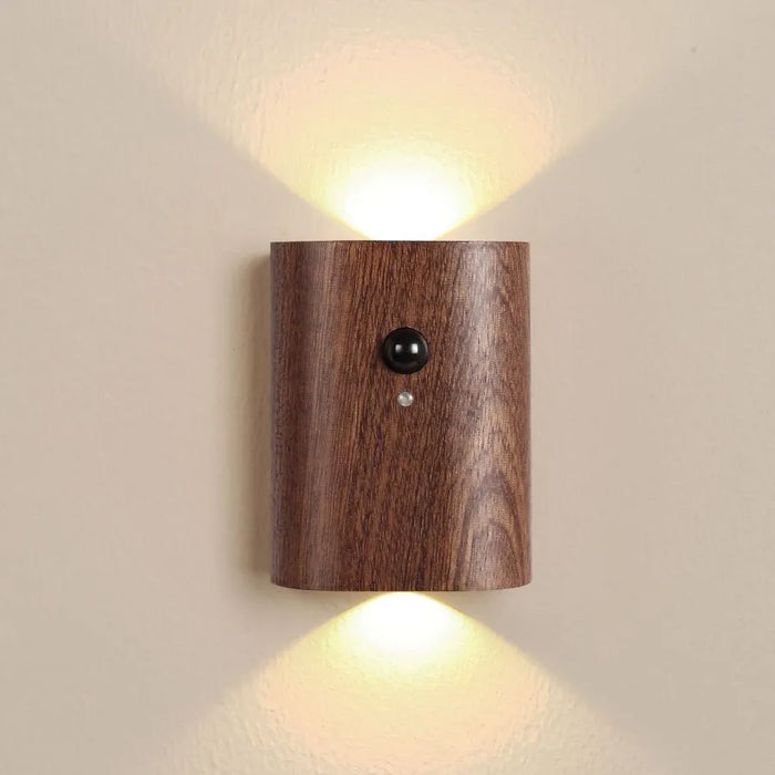 LightFountain | Houten Draadloze USB Oplaadbare Wandlamp met Bewegingssensor | Sfeervolle Verlichting