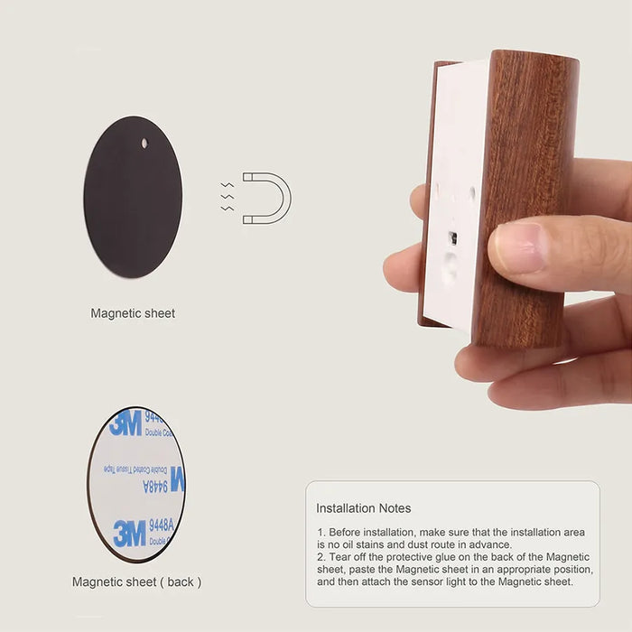 LightFountain | Houten Draadloze USB Oplaadbare Wandlamp met Bewegingssensor | Sfeervolle Verlichting