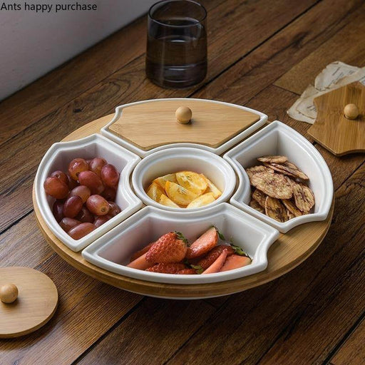 RotateDish | Five Grid Rotating Ceramic Breakfast Platter | Eetplezier voor het hele gezin Finn Brands