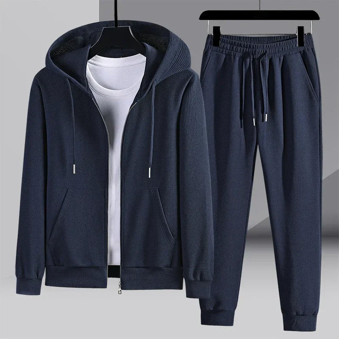 Strux Wafelset met moderne hoodie en slim-fit broek