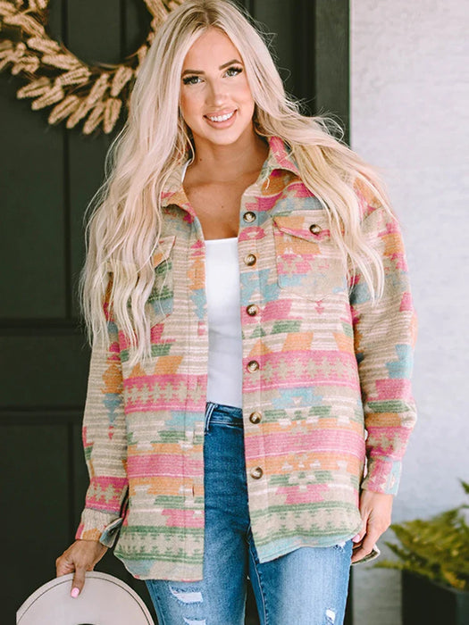 GypsyLady Western Aztec overhemdjasje met knoopjes (Shacket)