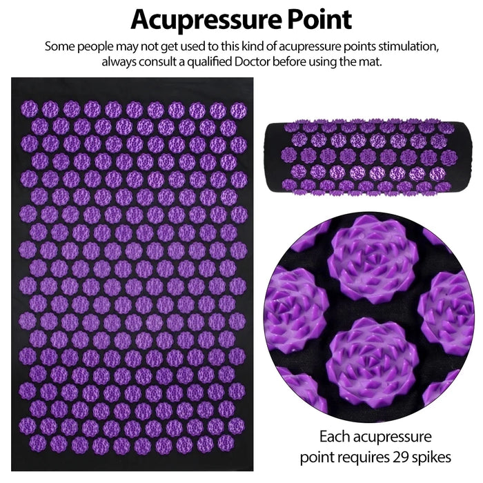 RelaxWave | Acupressuur Mat en Kussen Set | Shiatsu Massage Thuis | Stressverlichting en Diepe Ontspanning