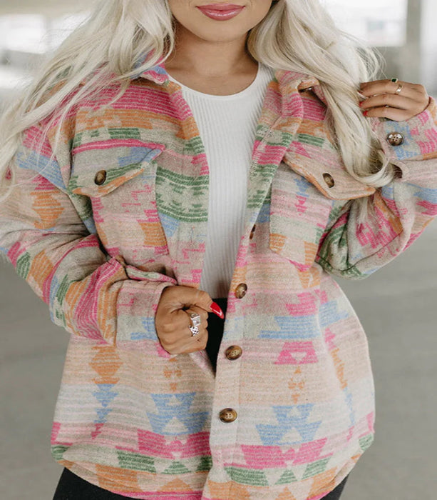 GypsyLady Western Aztec overhemdjasje met knoopjes (Shacket)
