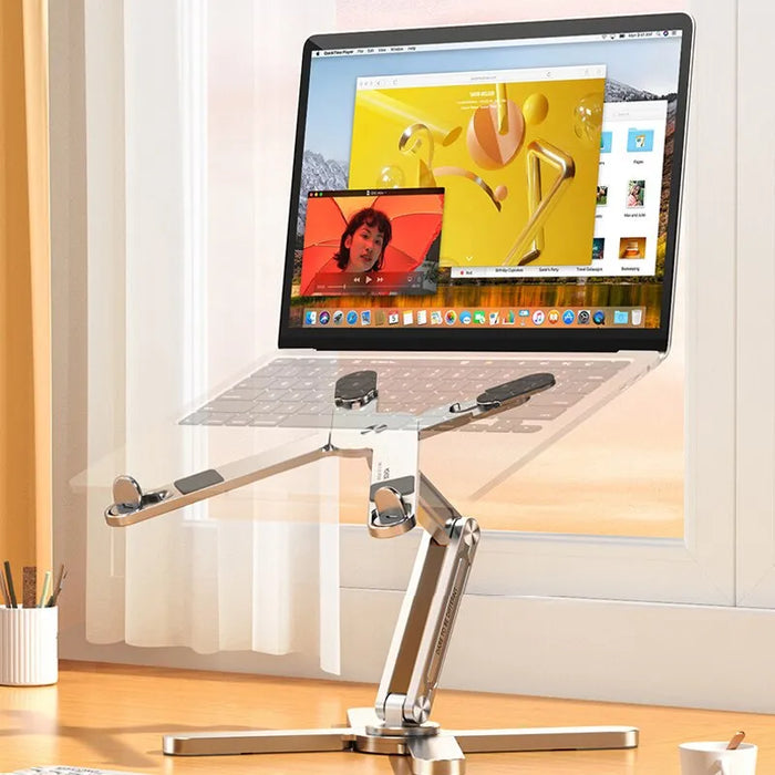 AeroGlide | Draagbare Aluminium Laptopstandaard | 360° Draaibaar en Verstelbaar