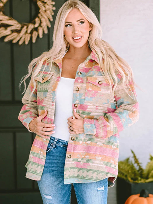 GypsyLady Western Aztec overhemdjasje met knoopjes (Shacket)