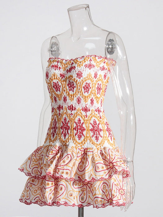 Elviane Broderie Anglaise Strapless Jurk | Elegante broderie anglaise