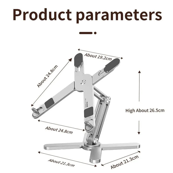 AeroGlide | Draagbare Aluminium Laptopstandaard | 360° Draaibaar en Verstelbaar