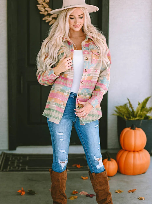 GypsyLady Western Aztec overhemdjasje met knoopjes (Shacket)