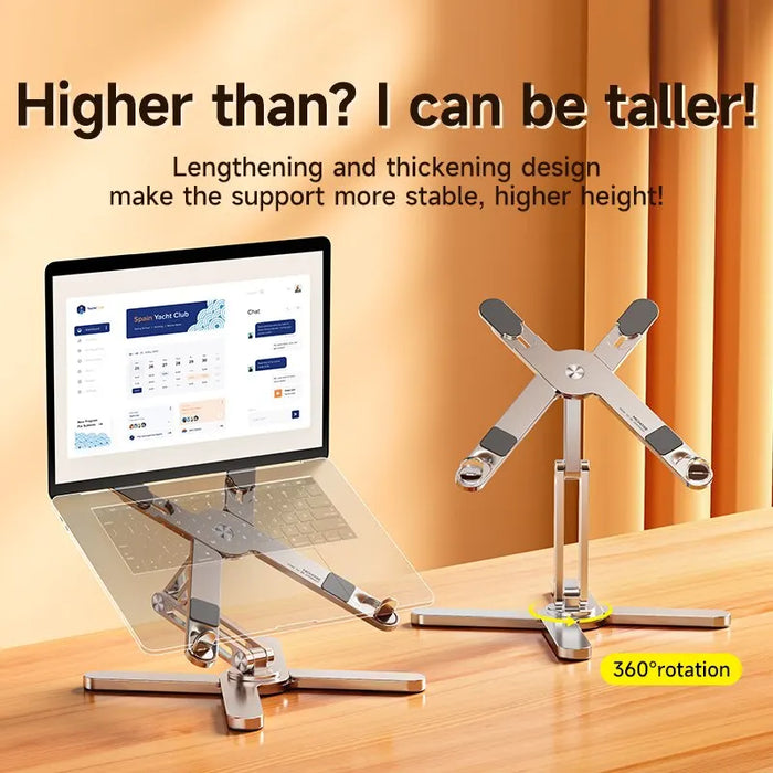 AeroGlide | Draagbare Aluminium Laptopstandaard | 360° Draaibaar en Verstelbaar