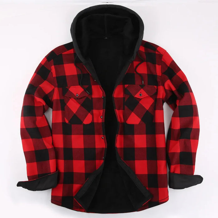MILAN | Stijlvolle Heren Geruite Winter Hoodie Shirt | Dikke Fleece Voering