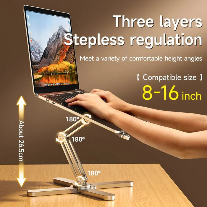 AeroGlide | Draagbare Aluminium Laptopstandaard | 360° Draaibaar en Verstelbaar