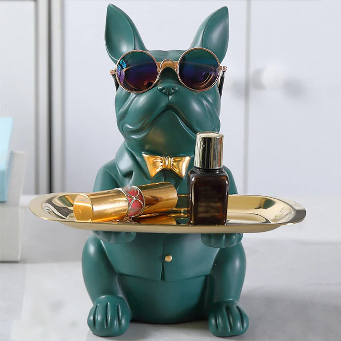 Franse Bulldog beeldje met dienblad voor stijlvolle decoratie