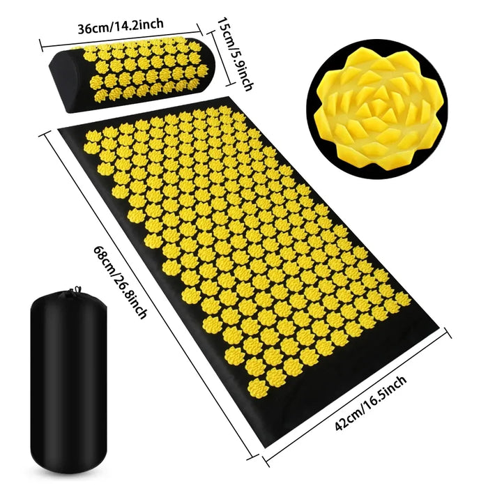 RelaxWave | Acupressuur Mat en Kussen Set | Shiatsu Massage Thuis | Stressverlichting en Diepe Ontspanning