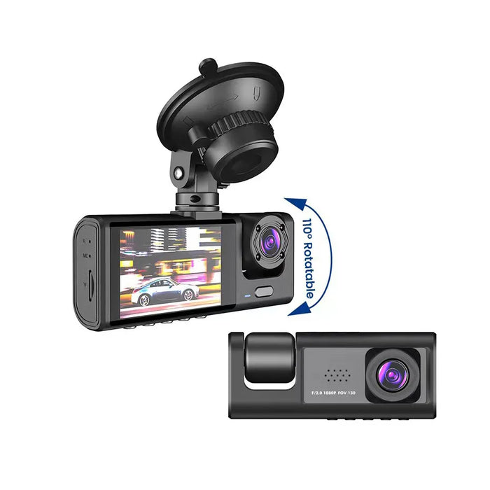 TriCam Pro | 3-Kanaals Auto DVR | 1080P HD | 2 Inch Scherm