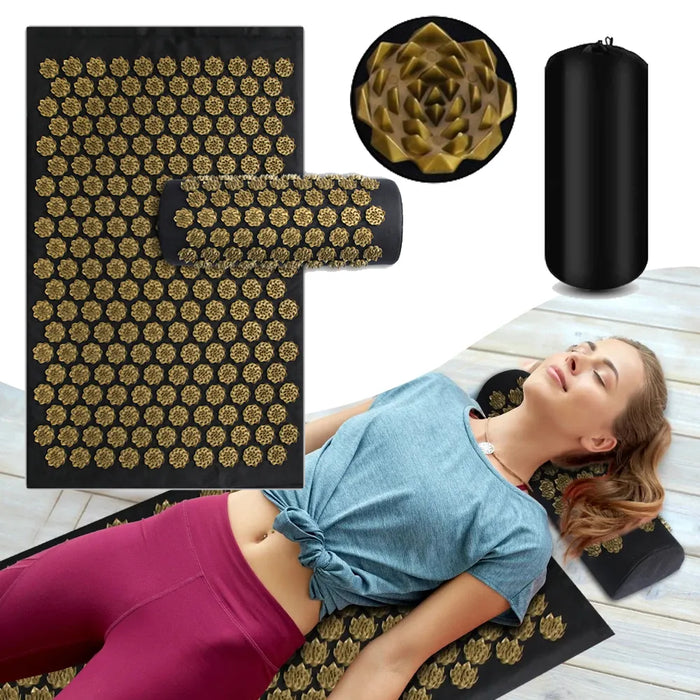 RelaxWave | Acupressuur Mat en Kussen Set | Shiatsu Massage Thuis | Stressverlichting en Diepe Ontspanning