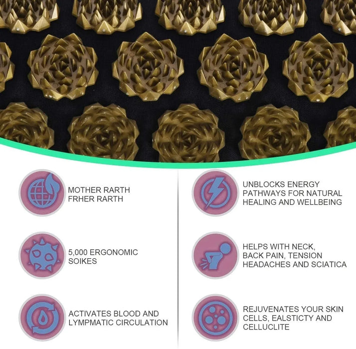 RelaxWave | Acupressuur Mat en Kussen Set | Shiatsu Massage Thuis | Stressverlichting en Diepe Ontspanning