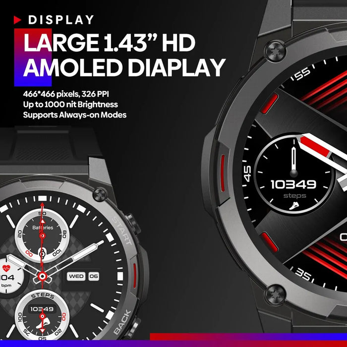 Vibe7 Pro | Premium Stemoproep Smartwatch | 1.43'' Ultra HD AMOLED Display