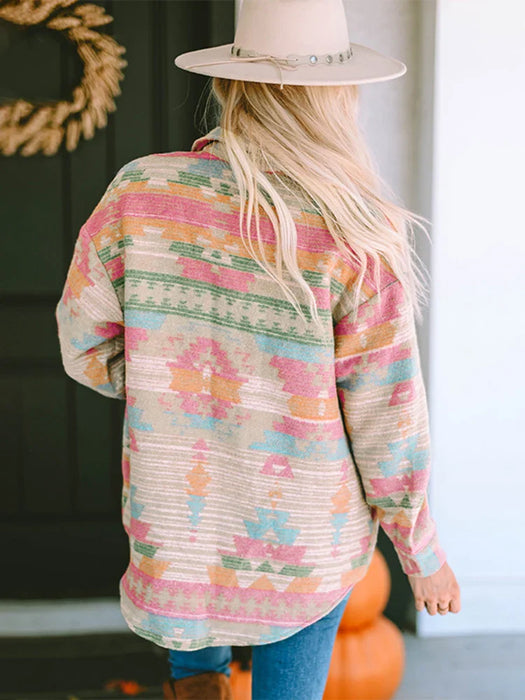 GypsyLady Western Aztec overhemdjasje met knoopjes (Shacket)