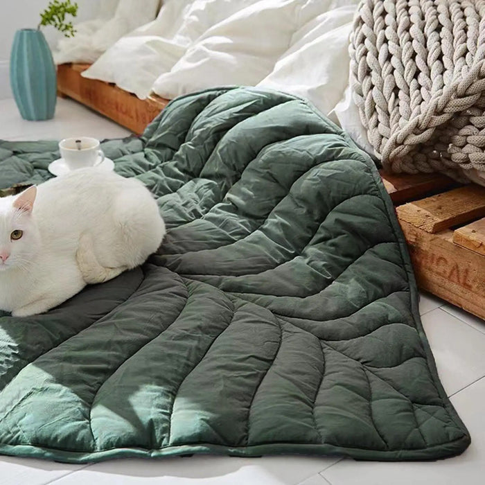 Leafy comfort deken | Katoenen huisdierdeken | Kalmerend en zacht