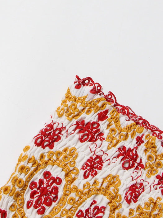 Elviane Broderie Anglaise Strapless Jurk | Elegante broderie anglaise