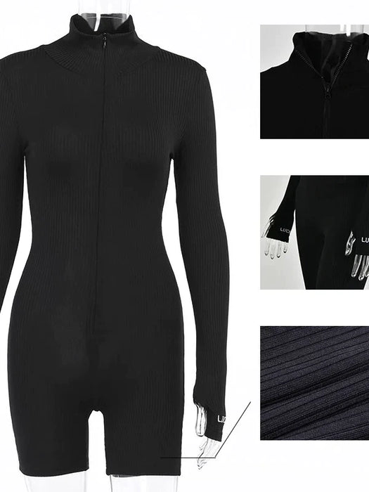 FLEXFIT| Sportieve Ribgebreide Turtleneck Jumpsuit | Comfortabele Stijl | Ideaal voor Workouts