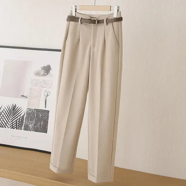 Thais | Knusse Wollen Pantalon Broek Vrouwen | Winter Hoge Taille Casual Kostuum Broek