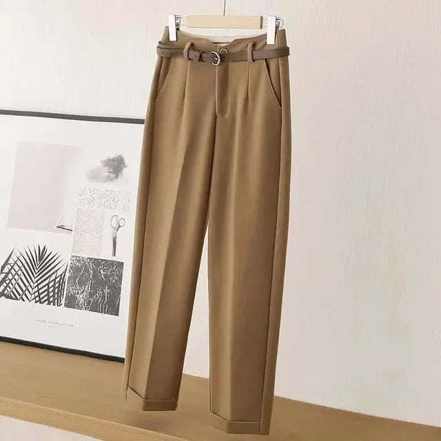 Thais | Knusse Wollen Pantalon Broek Vrouwen | Winter Hoge Taille Casual Kostuum Broek