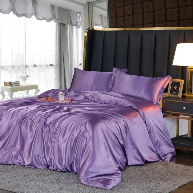 SlaapDroom | Zijdezacht Dekbedovertrek Set | Luxe Koningin Formaat | Verkoelend Comfort | Elegantie en Comfort in Één