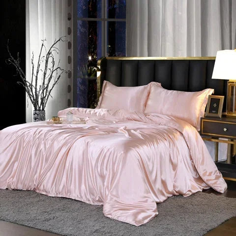 SlaapDroom | Zijdezacht Dekbedovertrek Set | Luxe Koningin Formaat | Verkoelend Comfort | Elegantie en Comfort in Één