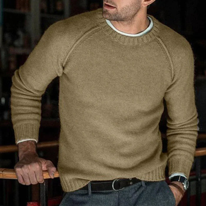 Ben - Klassieke katoenen trui voor heren met ronde hals | Comfort en stijlvolle charme | Ideaal voor op kantoor of voor een relaxte weekendoutfit