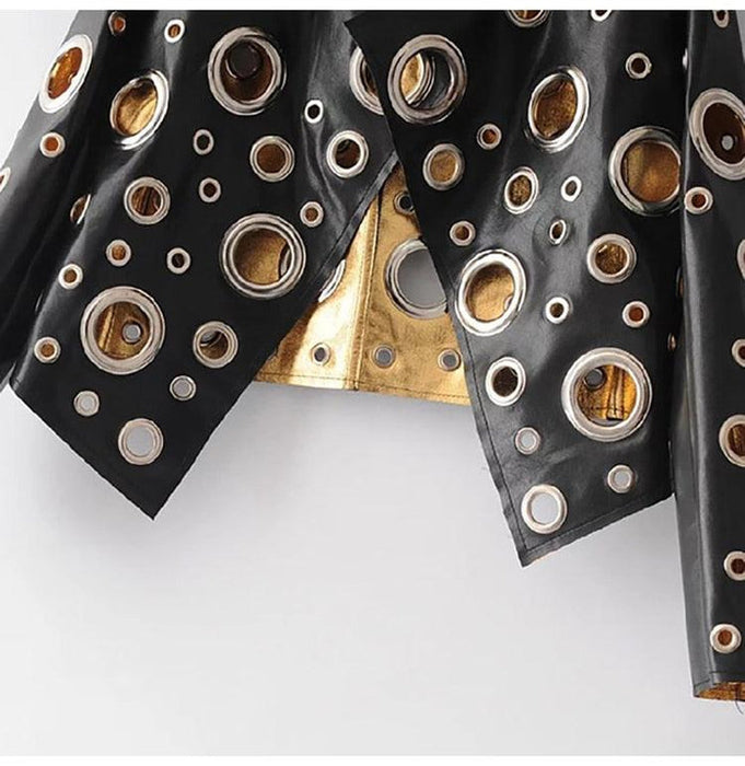 Revoria Metallic Gaten Bikerjack | Glanzend en stoer