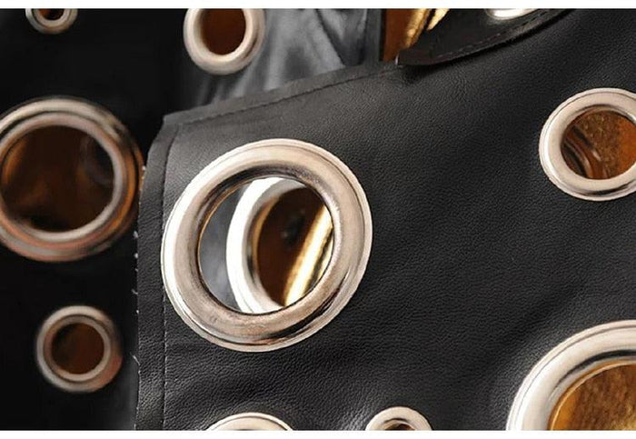 Revoria Metallic Gaten Bikerjack | Glanzend en stoer