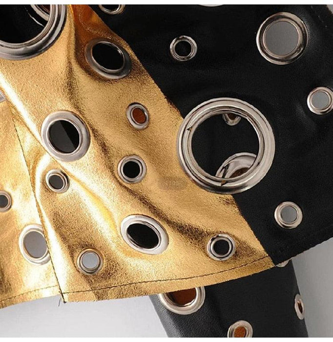 Revoria Metallic Gaten Bikerjack | Glanzend en stoer