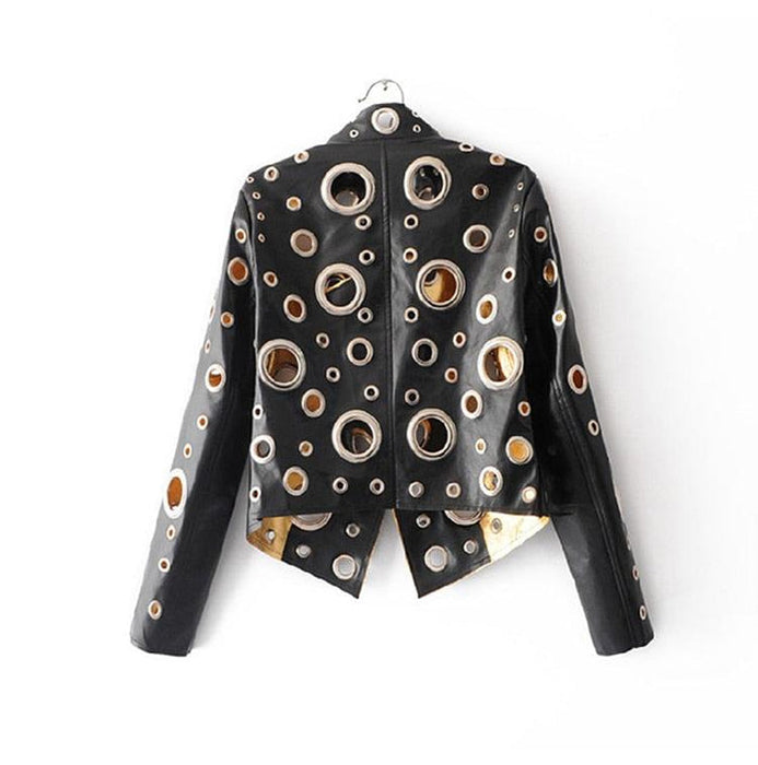 Revoria Metallic Gaten Bikerjack | Glanzend en stoer