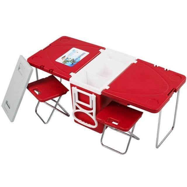 PicnicPro | Multi Function Foldable Rolling Cooler Box Picnic Camping Outdoor Furniture Set | De perfecte picknickset