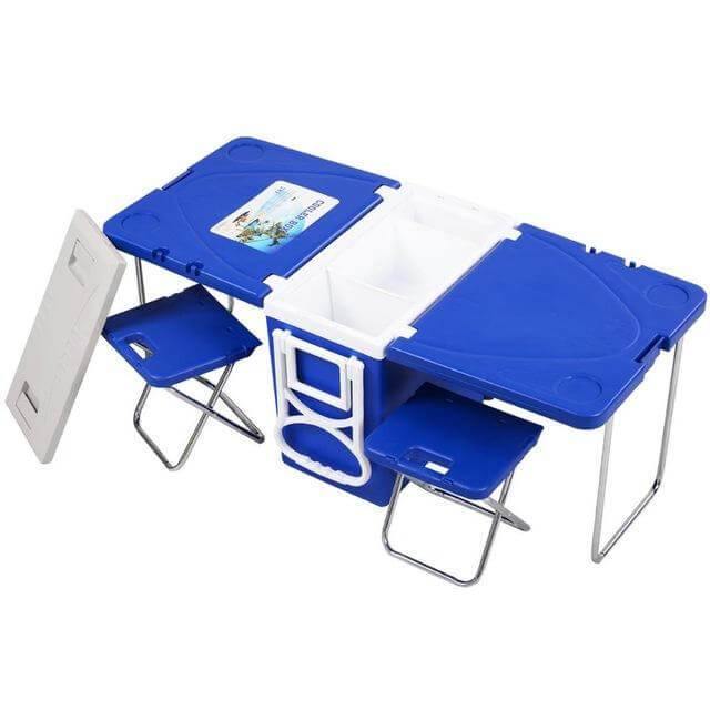 PicnicPro | Multi Function Foldable Rolling Cooler Box Picnic Camping Outdoor Furniture Set | De perfecte picknickset