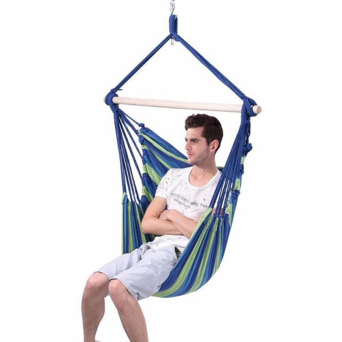 GardenSwing | Garden Hammock Patio Porch Hanging Cotton Rope Swing Chair | Heerlijk schommelen in de tuin