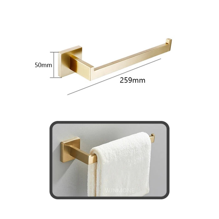 LUXE LEVEN | Badkamer Accessoires Set met Geborsteld Gouden Hardware | Zwarte Badkamer Accessoires Set 4 Stuks