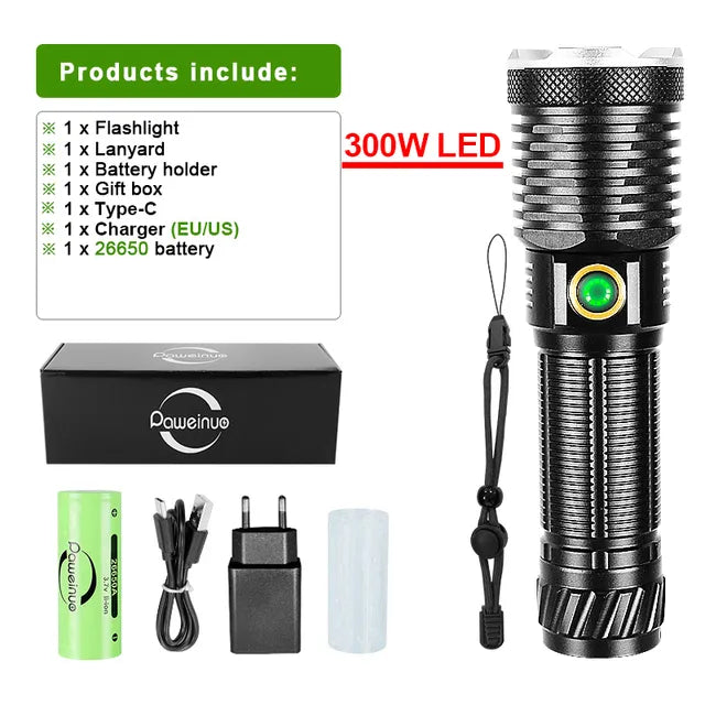 MEES | Ultra Heldere LED Zaklamp 1000000LM | Oplaadbare Krachtige 800W LED Zaklamp