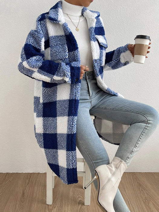 VIVIAN | Casual Checkered Winterjas Dames - Warme Losvallende Pluche Ruitjas
